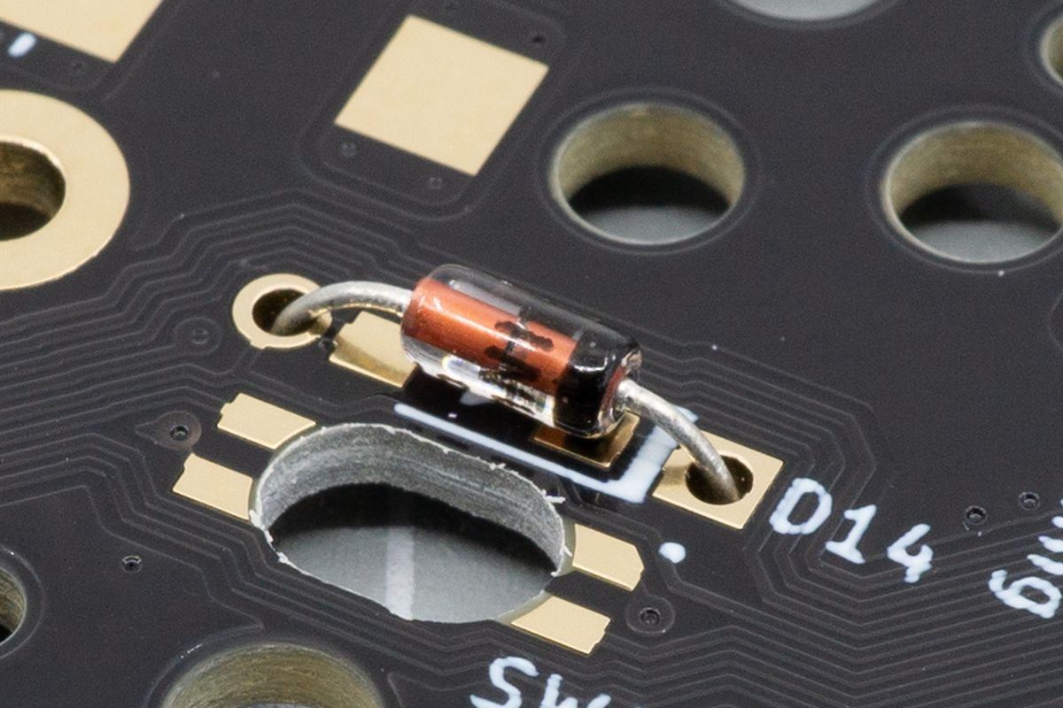 The correct placement of a through-hole diode