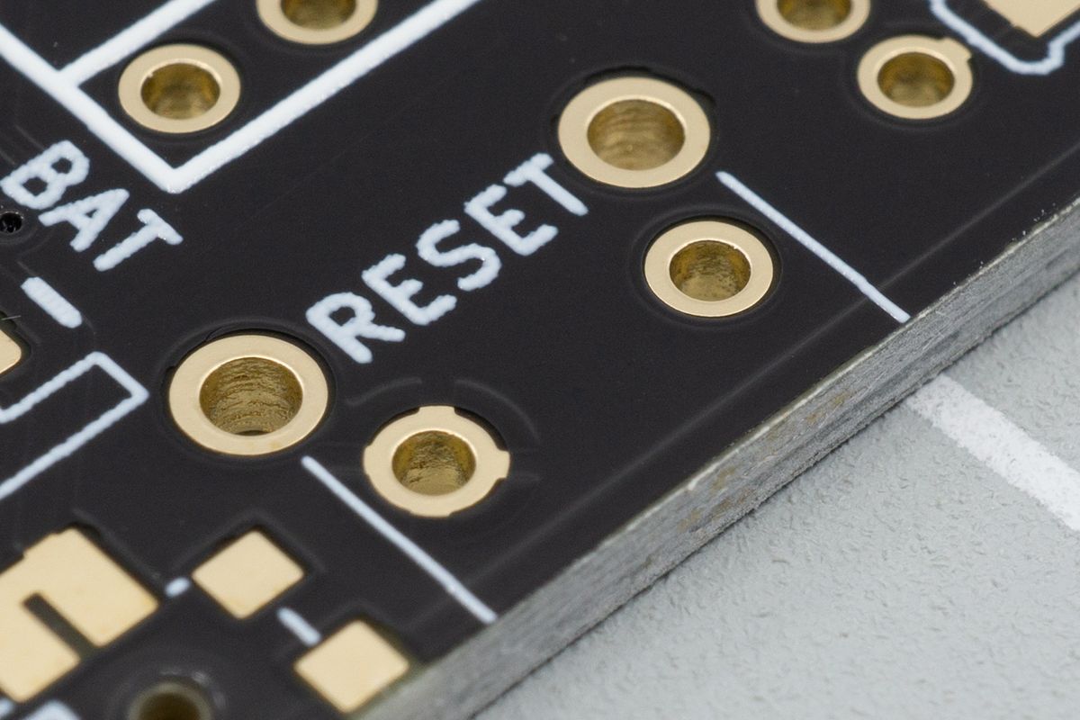 And on most kits, the button will be soldered to a footprint like this, aptly labelled RESET