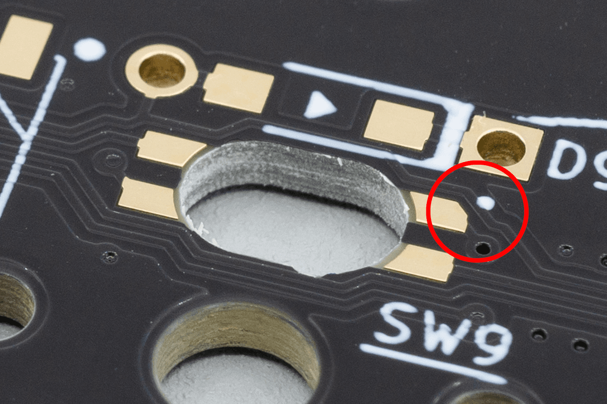 The footprint on the PCB has the same little angle in it, which should match with the angle of the LED