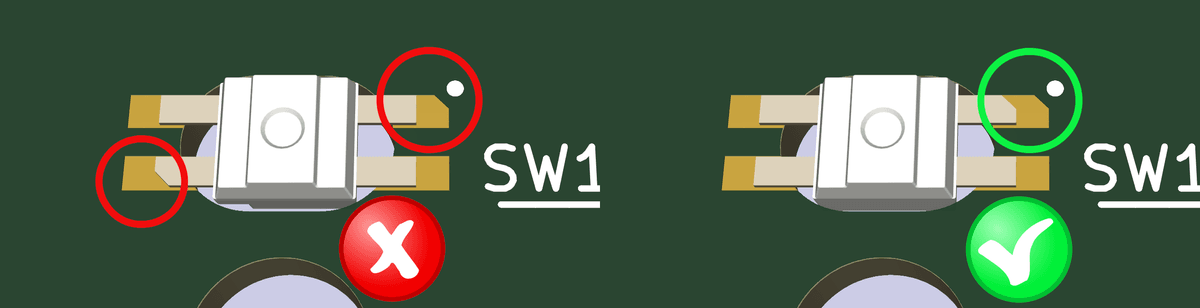 Left: A diode that's oriented incorrectly. Right: a correctly oriented diode. Match the shapes and you'll be fine