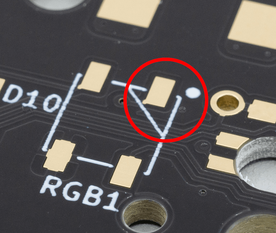 The same angle on the PCB footprint will correspond with the orientation. There's also a dot, so you can still check the orientation after soldering