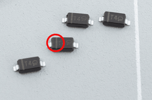 The lighter grey line hints at the diode's intended orientation