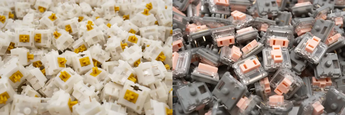 MX switches on the left, Kailh Choc low profile switches on the right