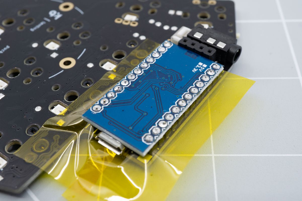 A soldered microcontroller