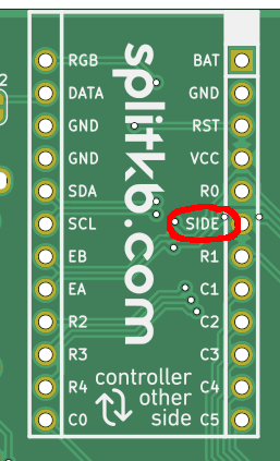 The LR pin was mistakenly marked as "SIDE" on the Aurora Lily58 rev1.0