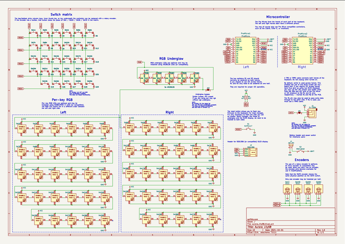 Aurora Lily58 rev1 schematics