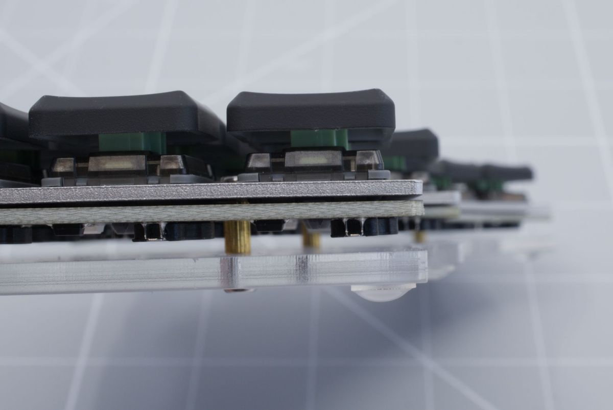 Side view of the board with choc switches