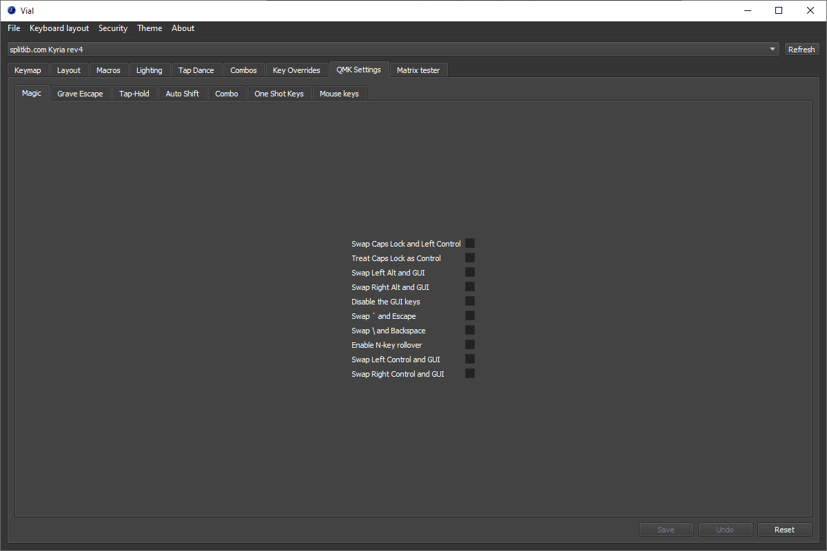 Changing QMK settings in vial