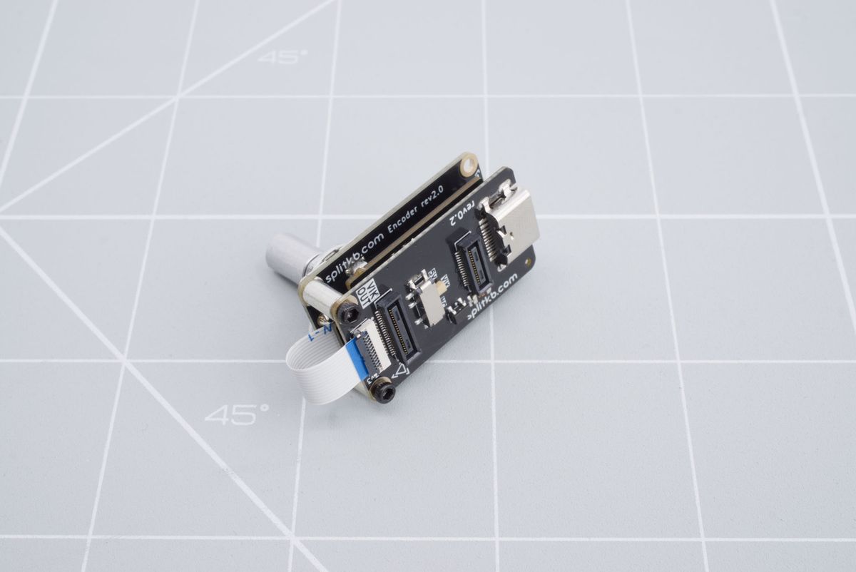 Bottom side of the prepared adapter board with the wired controller and a Halcyon encoder