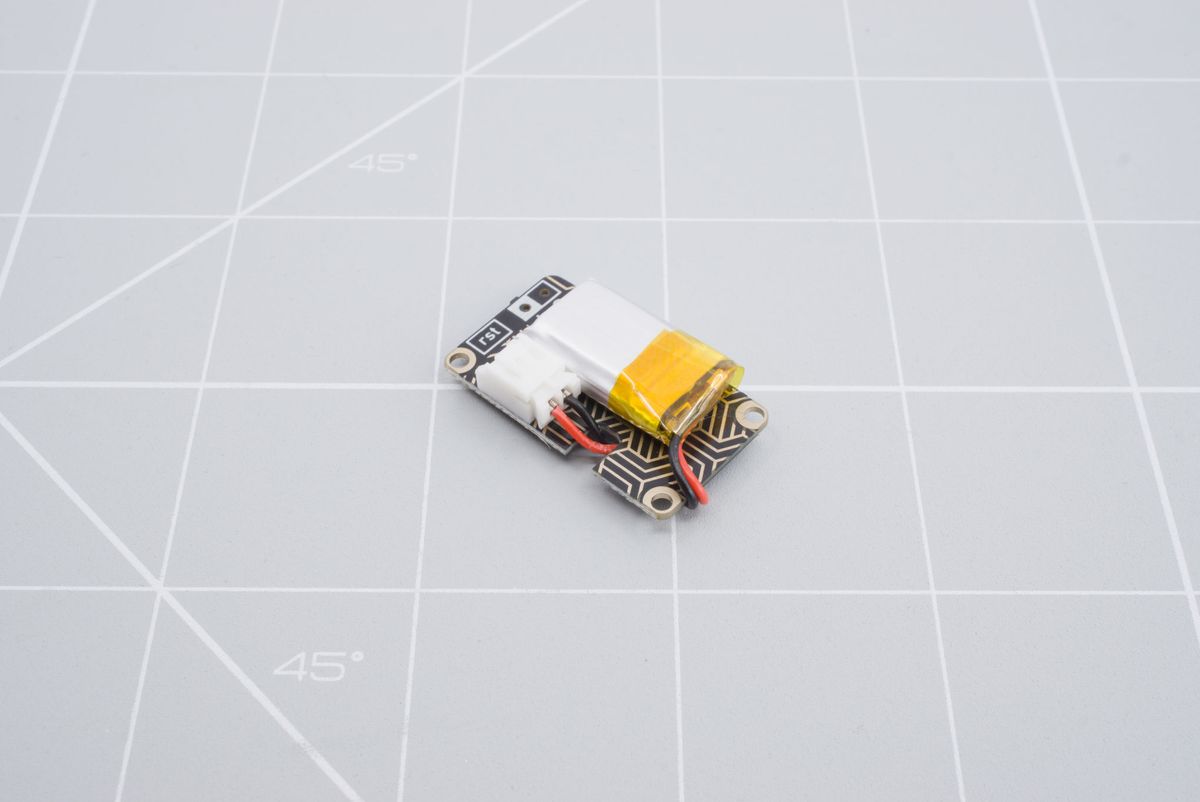A 501220 battery installed on the LiPo battery board