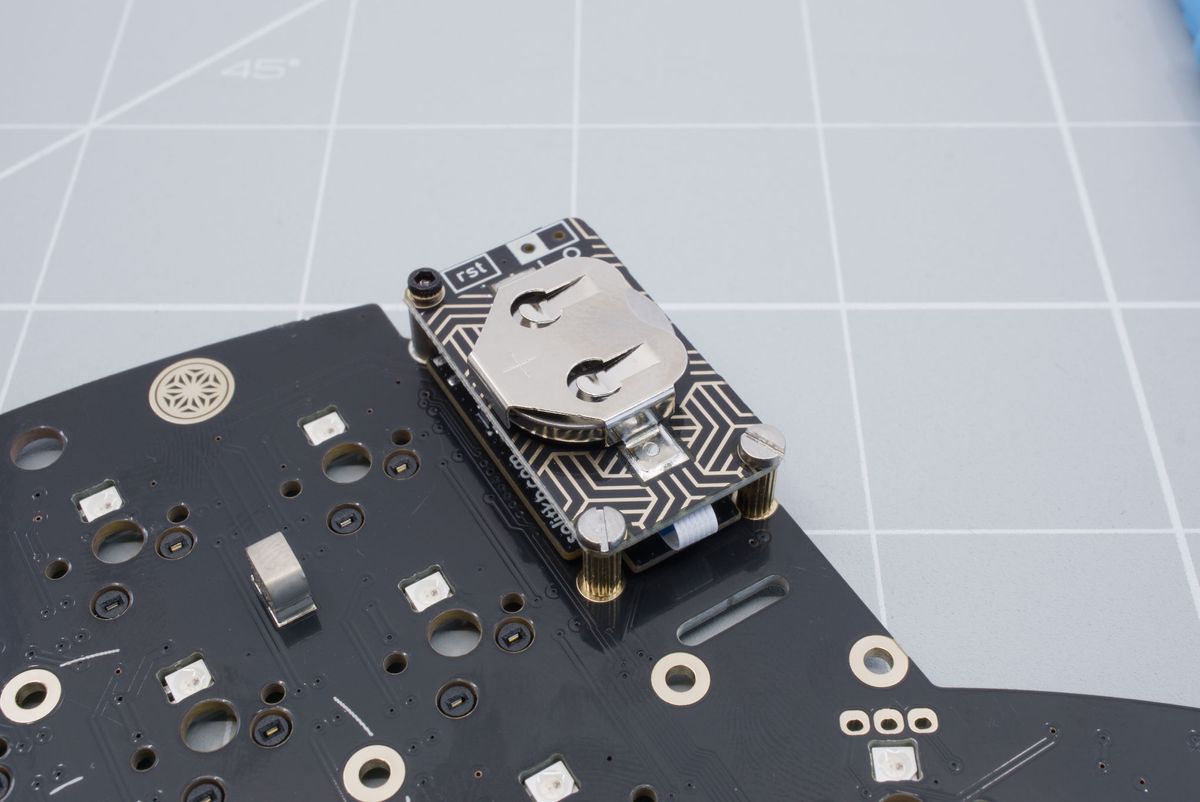 Installed coin cell battery board