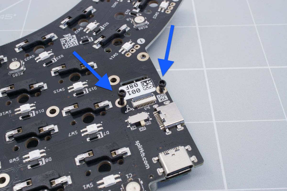 Inserting the hex screws
