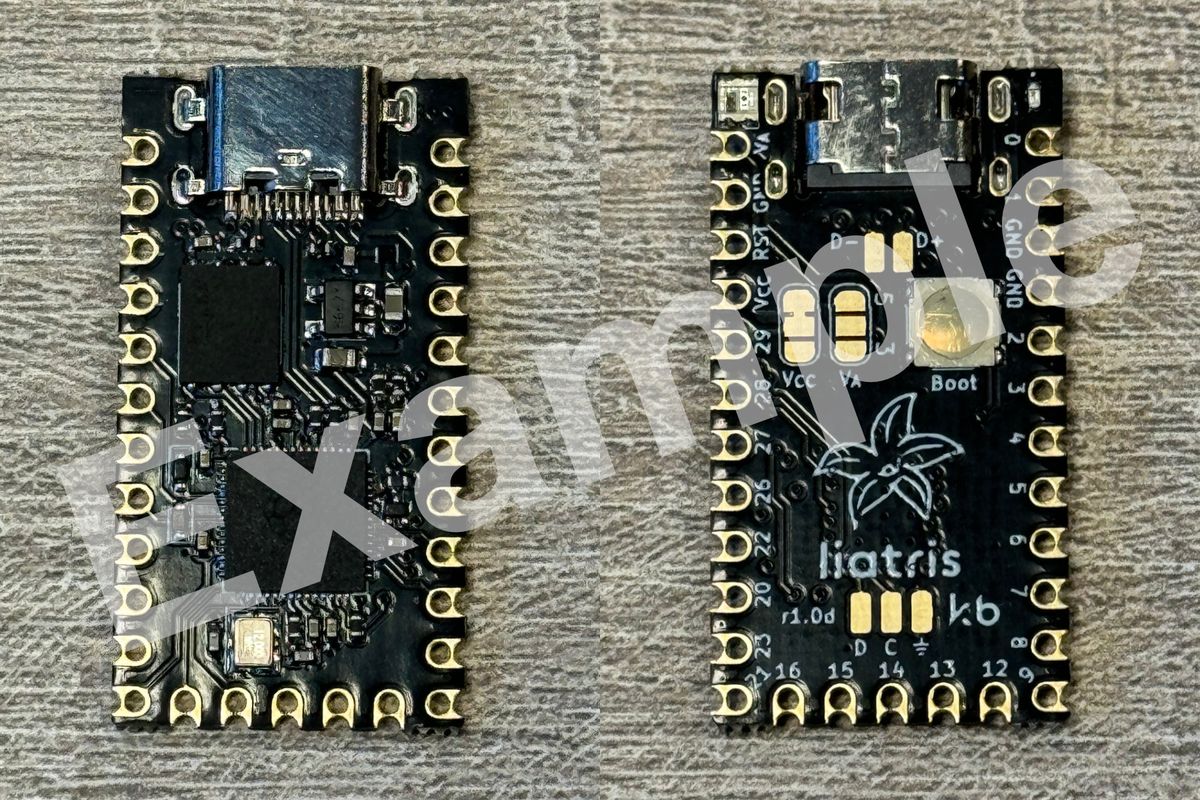 An example of detailed photos of the front and rear of a microcontroller