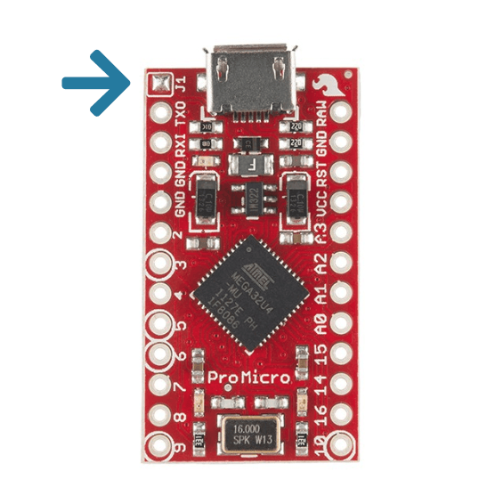 A SparkFun Pro Micro with its J1 jumper presoldered